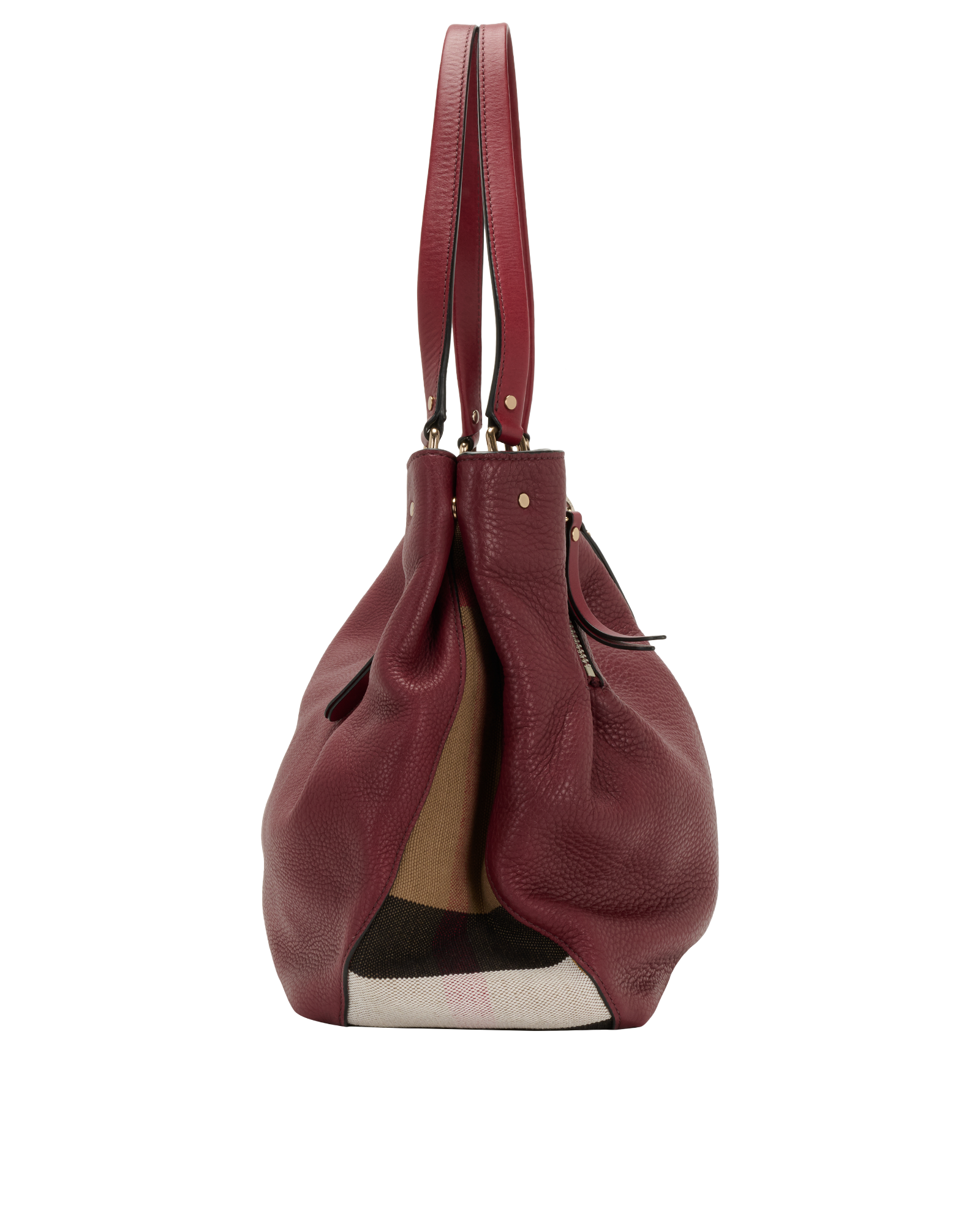 Vintage Check Shoulder Bag, &pound;210, Handbags, Burgundy, Leather, Bottom view